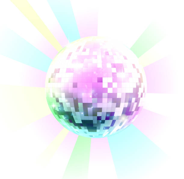 ilustrações, clipart, desenhos animados e ícones de baile espelho da boate retrô - disco ball 1970s style 1980s style nightclub