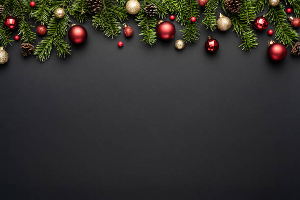 istock Christmas border on black background 1354285728