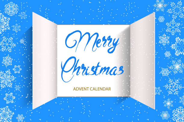 otwarcie drzwi świątecznego kalendarza adwentowego - gift blue christmas religious celebration stock illustrations