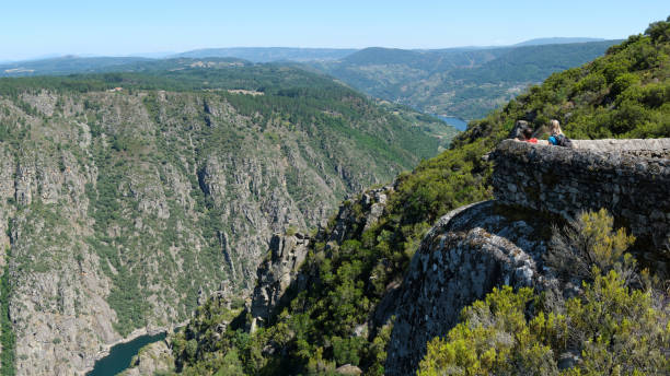 istock Hiking in Ribeira Sacra. Viewpoint over the Sil river canyon. 1354288217