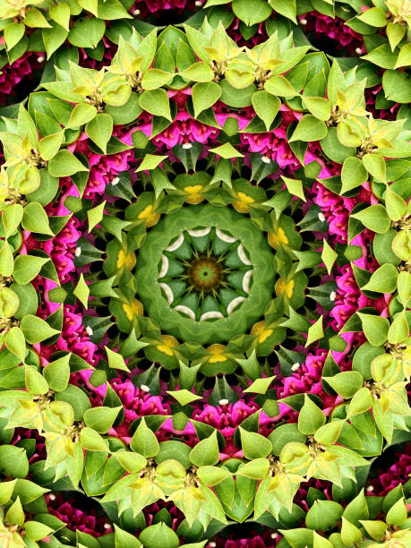 Kaleidoscopic oil painted leaf background stock photo