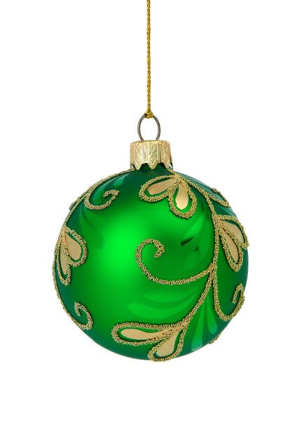 istock Green Christmas ball isolated on white background 1354289636