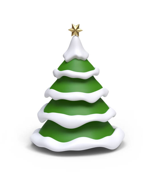 istock Cartoon christmas tree on a white background with clipping path. 1354289723
