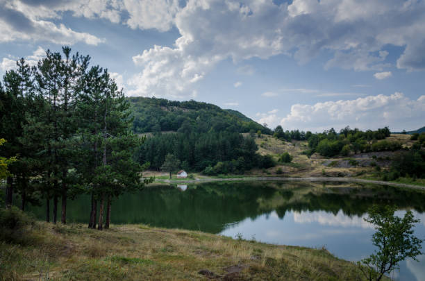 Christian chapel next to a small dam near Smolsko village in a countryside in Bulgaria