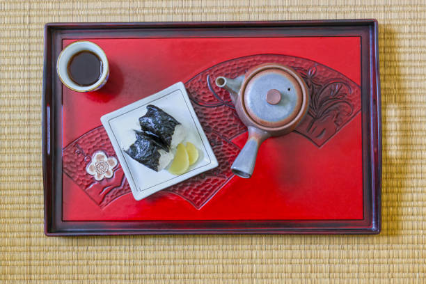 istock Rice balls on the plate on the tray. 1354295396