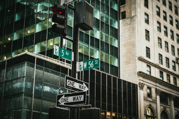 istock street sign and one way trafic sign 1354299521