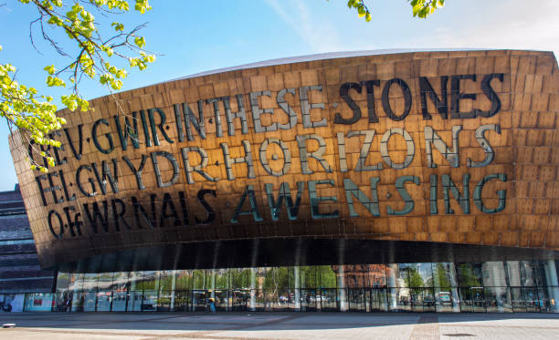 Exterior of Cardiff Wales Millennium Centre in a sunny day stock photo