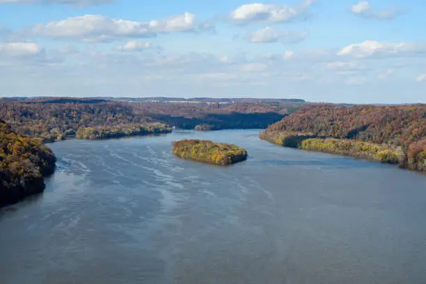 Photo of Susquehanna River on a hazy fall morning.