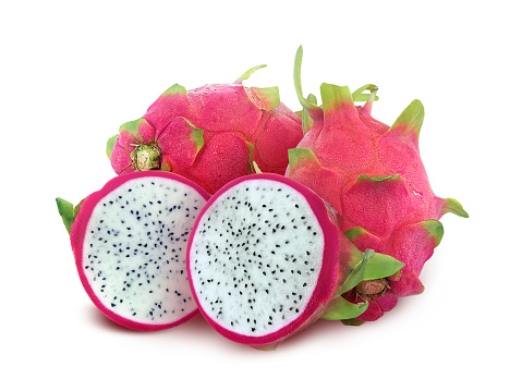Dragon fruit isolated on white background with clipping path