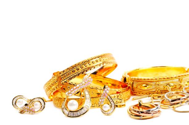 istock Golden precious jewelry , isolated on white background 1354328101