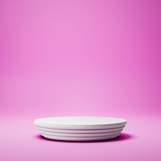 istock White Rounded Product Display Stage on Purple Background 1354328195