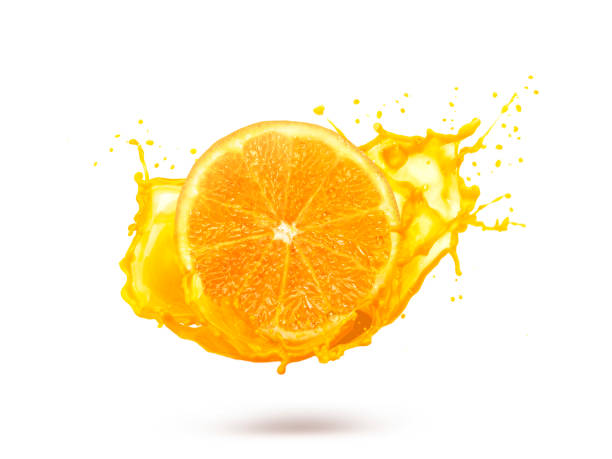 istock Orange with splashes isolated on white background 1354336957