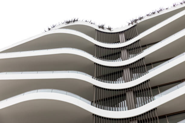 istock Closeup new, modern apartment building, background with copy space 1354345518