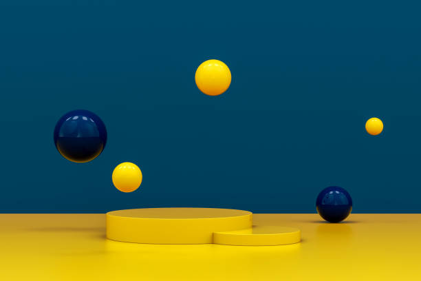 istock minimal podium for product presentation surrounded by spheres 3d rendering 1354358271