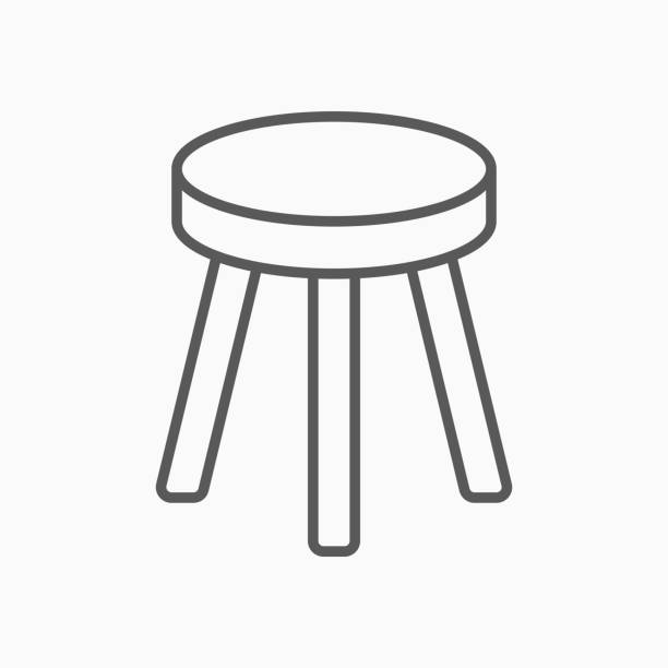 ilustraciones, imágenes clip art, dibujos animados e iconos de stock de icono de silla de taburete, ilustración vectorial de silla - bar stool chair cafe