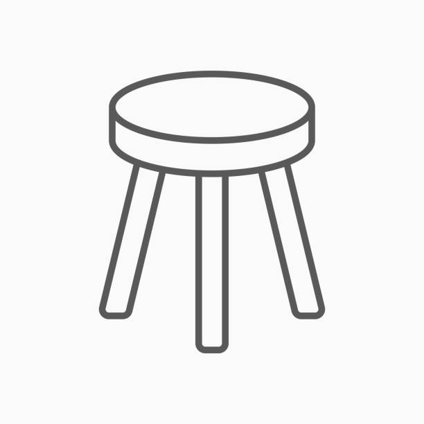 ikona krzesła stołka, ilustracja wektorowa krzesła - stool stock illustrations