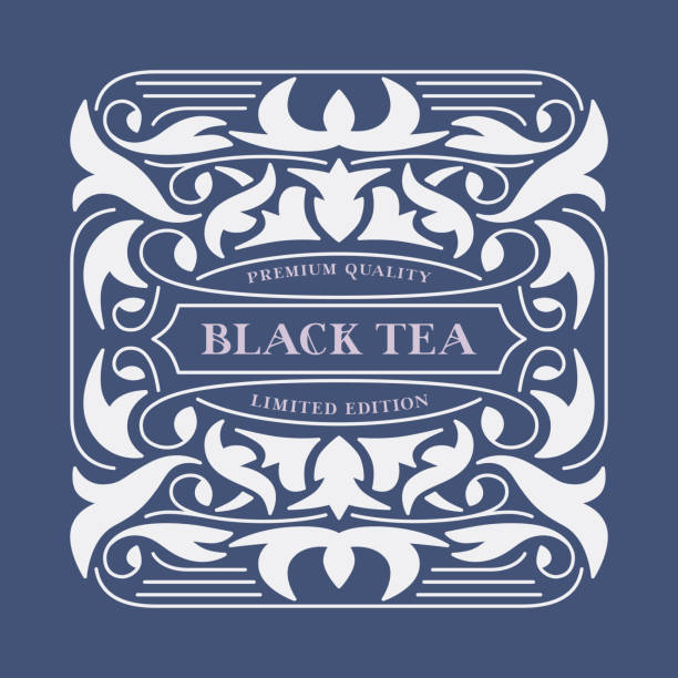紅茶用テンプレート装飾ラベル - tea food tea crop pattern点のイラスト素材／クリップアート素材／マンガ素材／アイコン素材