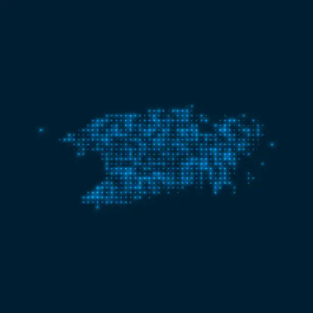 Vector illustration of Vis dotted glowing map.