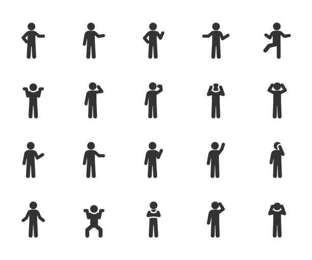 wektorowy zestaw osób różne gesty płaskie ikony. - shrugging stock illustrations