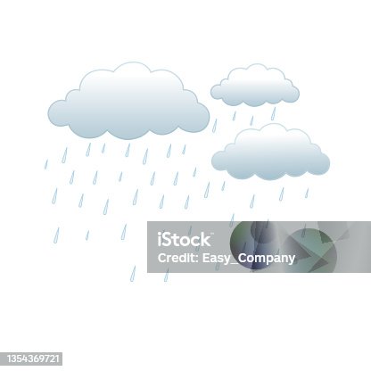 istock Vector illustration of a children's activity coloring book page with pictures of Nature rain. 1354369721