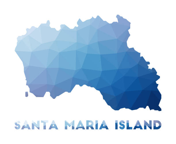 ilustrações de stock, clip art, desenhos animados e ícones de low poly map of santa maria island. - natal lisboa