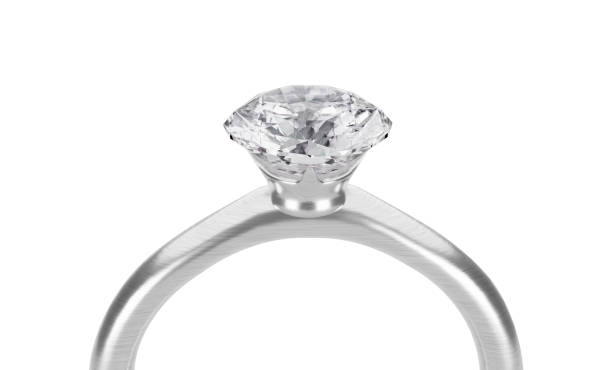 nahaufnahme eines eleganten diamantrings auf weißem hintergrund. - ring binder fotos stock-fotos und bilder