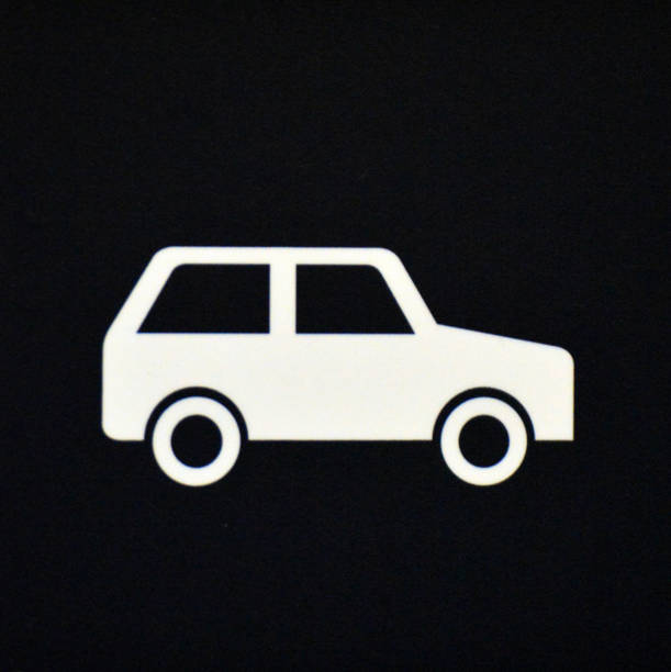 Illustration of white car against a black background.