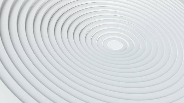istock Concentric circle 3d Abstract bright background with White circles chaotically twisted tubes geometry 3d illustration 1354379289