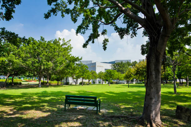 Beautiful park view of National Science and Technology Museum in Kaohsiung, Taiwan.