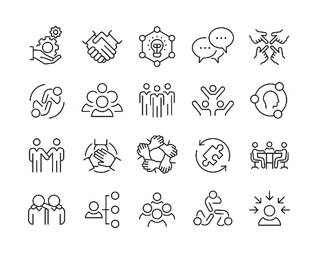 Teamwork Icons - Vector. Editable Stroke. Vector Graphic