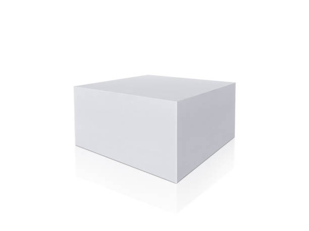 imballaggio bianco scatola di cartone bianco isolata su sfondo bianco pronta per la progettazione dell'imballaggio - cardboard box immagine foto e immagini stock