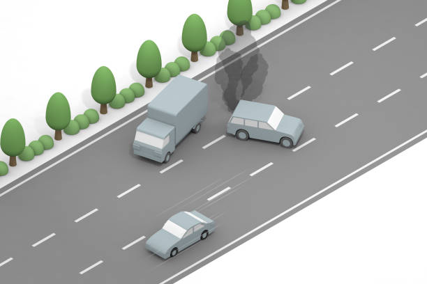 istock Traffic accident on the highway. Car collision. Dangerous driving. 1354389942