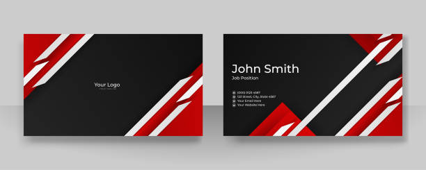 istock Modern elegant simple black red business card design template. Creative luxury and clean business card with corporate concept. Vector illustration print template. 1354392126