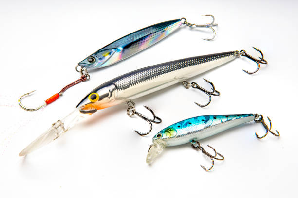 istock Artificial baits for catching of the predatory fishes on white background 1354393047
