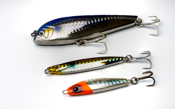 istock Artificial baits for catching of the predatory fishes on white background 1354393049
