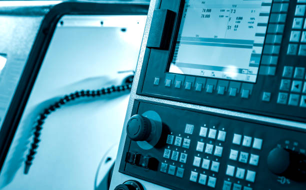 istock Control panel of CNC machining center. Shallow depth of field. 1354394419