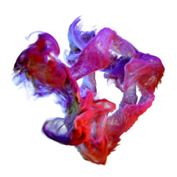 istock 3D render Colorful paint drops from above mixing in water. Ink swirling underwater. 1354394455
