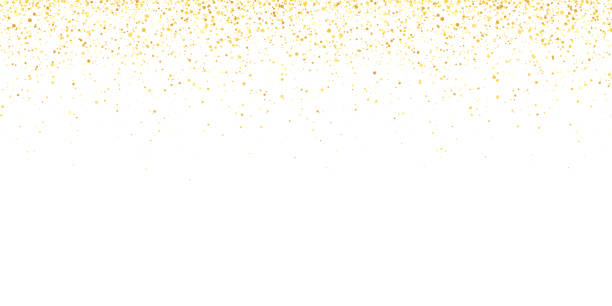 ilustrações, clipart, desenhos animados e ícones de confete de férias de glitter dourado largo no fundo branco. vetor - lantejoula