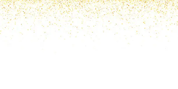 Vector illustration of Wide gold glitter holiday confetti on white background. Vector