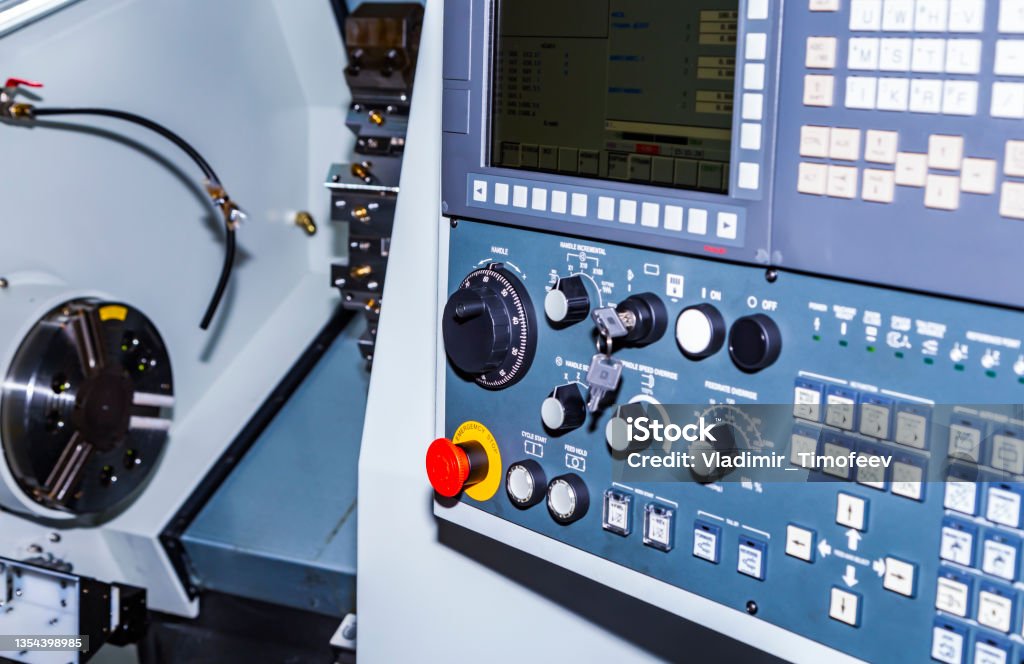 Cnc Control Panel Display Front View On Cnc Milling Machine Control Panel With Display Stock ...