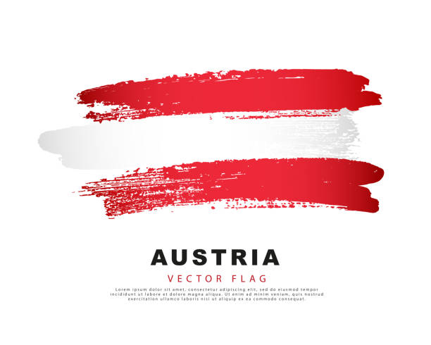 österreichische flagge. handgezeichnete rote und weiße pinselstriche. vektorillustration isoliert auf weißem hintergrund. - österreichische kultur stock-grafiken, -clipart, -cartoons und -symbole