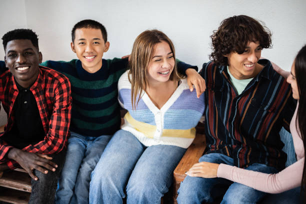 istock Young multiracial people having fun together - Focus on asian boy 1354406033