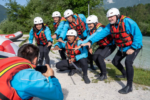 istock Making photo before ride on clear and wild water in nature 1354408383