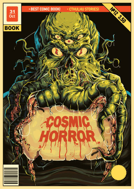 cthulhu monster horror cover - apocalypse date stock-grafiken, -clipart, -cartoons und -symbole