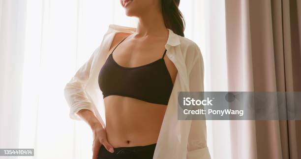 Woman Show Her Body Shape Stock Photo - Download Image Now - The Human Body, One Woman Only, Abdomen