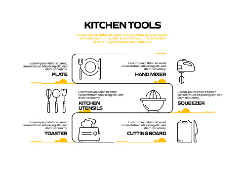 Kitchen Related Process Infographic Template. Process Timeline Chart. Workflow Layout with Linear Icons