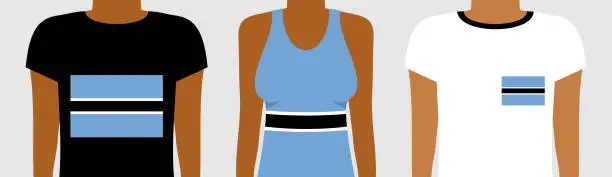 Vector illustration of Young people or mannequins in t shirts with botswana flag