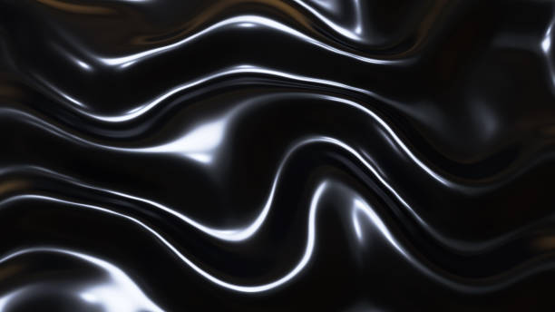 istock Black metal texture with waves, liquid dark metallic 1354412674