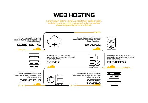 Web Hosting Related Process Infographic Template. Process Timeline Chart. Workflow Layout with Linear Icons
