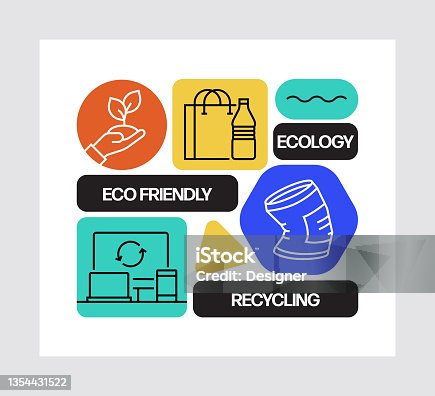 istock Recycling Concept, Line Style Vector Illustration 1354431522